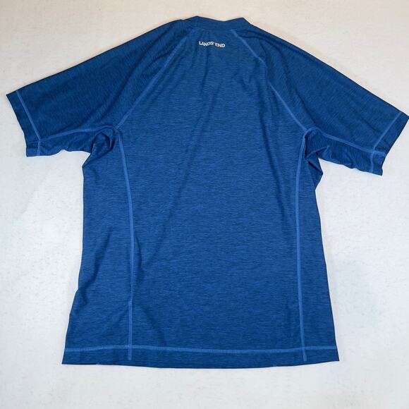 Lands' End Workout Shirt Men Small Blue Moisture Wicking Heathered Quik Dry Jog - Picture 4 of 12